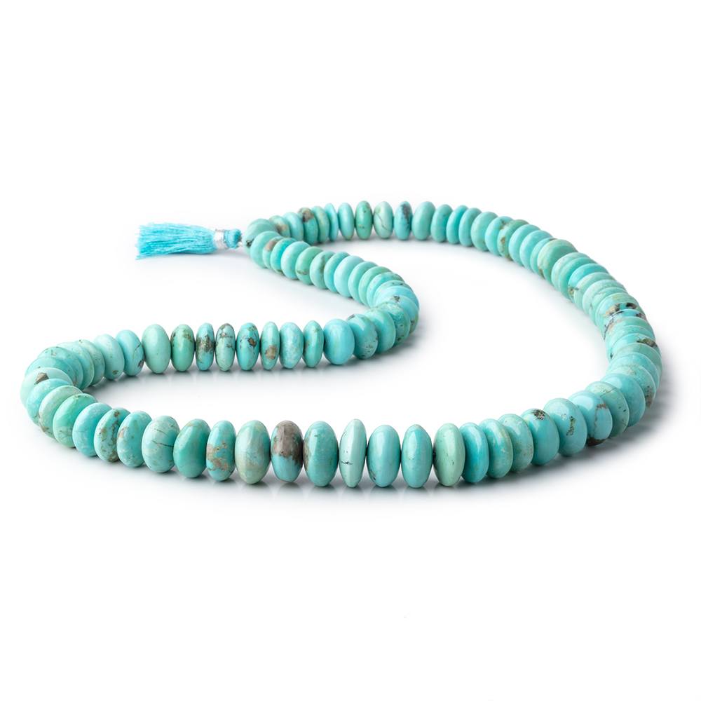 9-15mm Sleeping Beauty Turquoise Plain Rondelle Beads 20 inch 95 pieces AAA - Beadsofcambay.com