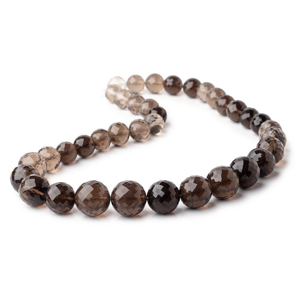 9-15mm Smoky Quartz Faceted Round Beads 16 inch 37 pieces - Beadsofcambay.com