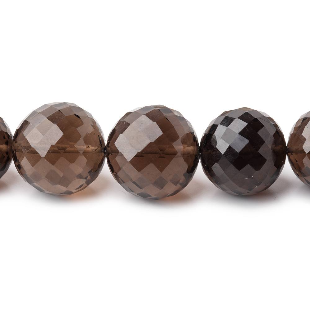 9-15mm Smoky Quartz Faceted Round Beads 16 inch 37 pieces - Beadsofcambay.com