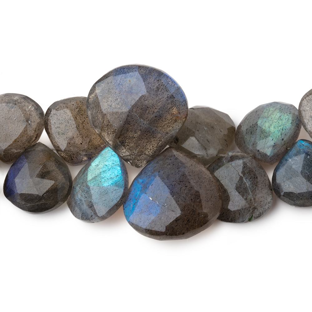 9-16mm Labradorite Faceted Heart Beads 7 inch 34 pieces AA - Beadsofcambay.com