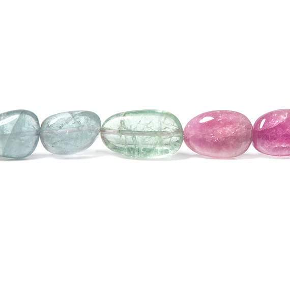 9-16mm Multi Color Tourmaline Beads Plain Nugget - Beadsofcambay.com