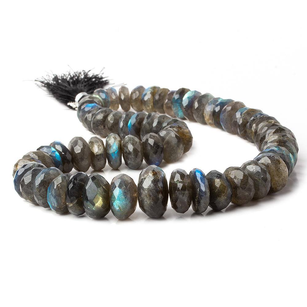 9-17mm Labradorite Faceted Rondelle Beads 15 inch 58 pieces - Beadsofcambay.com