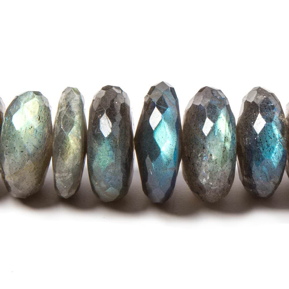 9-20mm Labradorite Faceted Rondelle Beads 14 inches 50 pieces - Beadsofcambay.com
