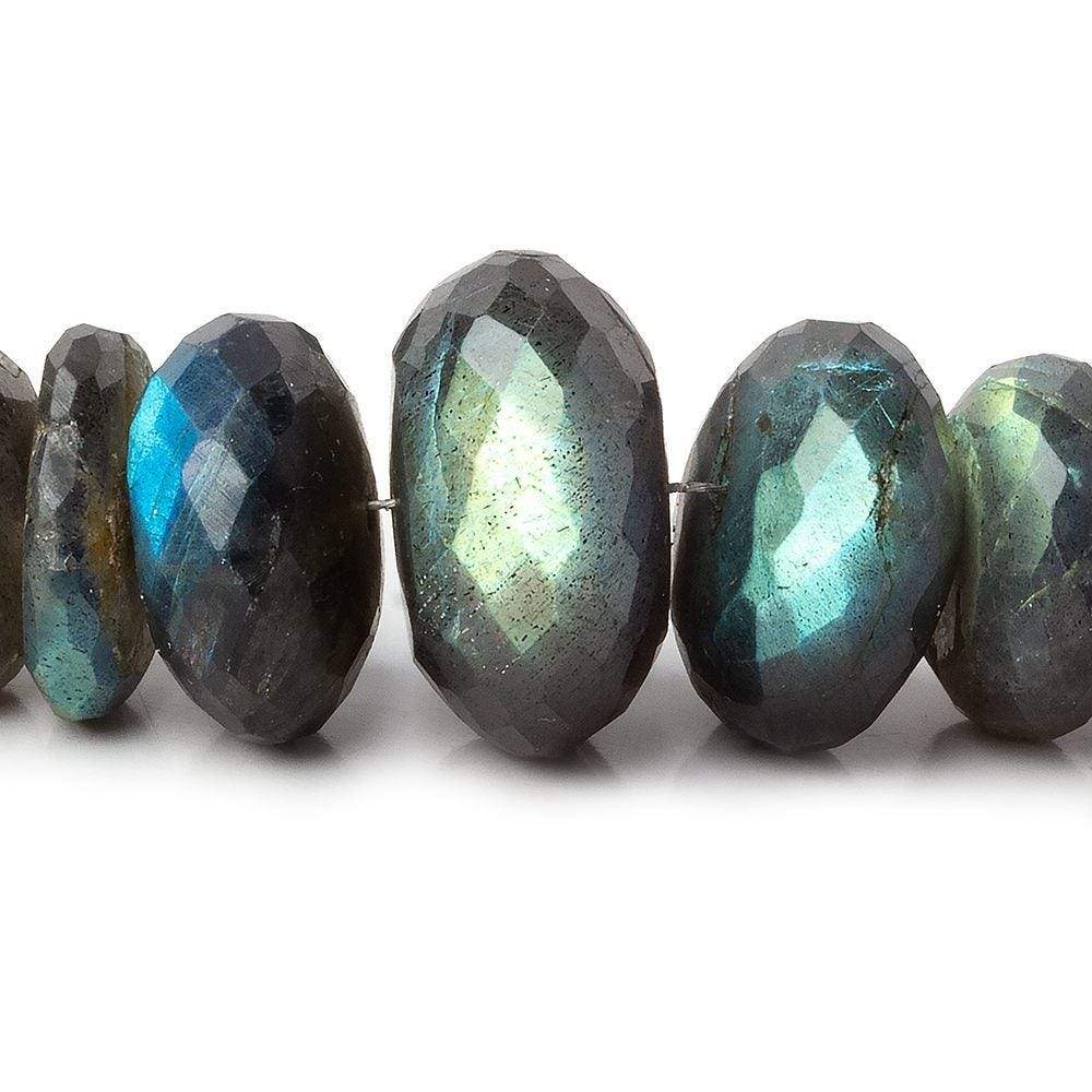 9-20mm Labradorite Faceted Rondelle Beads 14 inches 50 pieces - Beadsofcambay.com