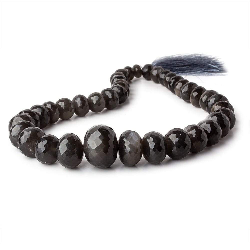 9-22mm Platinum Grey Moonstone Faceted Rondelles 16 inch 39 beads AAA - Beadsofcambay.com