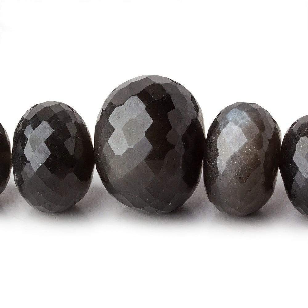 9-22mm Platinum Grey Moonstone Faceted Rondelles 16 inch 39 beads AAA - Beadsofcambay.com