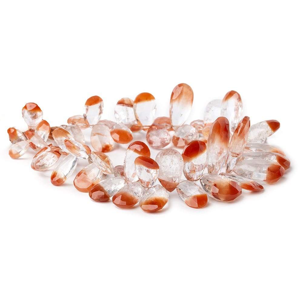9-25mm Tangerine Quartz Pear Briolette 8 inch 58 pieces - Beadsofcambay.com