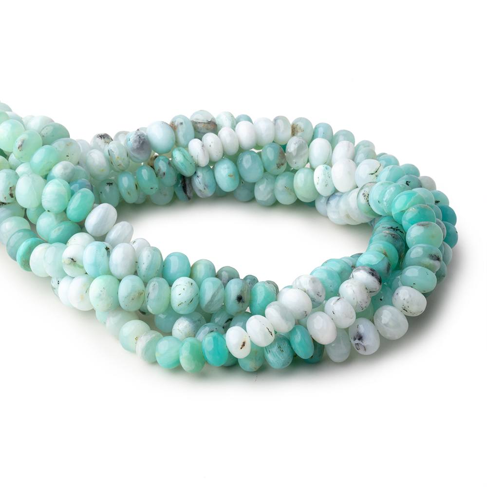 9-9.5mm Blue Peruvian Opal Plain Rondelle Beads 16 inch 60 pieces - Beadsofcambay.com