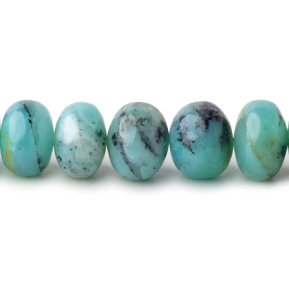 9-9.5mm Blue Peruvian Opal Plain Rondelle Beads 16 inch 60 pieces - Beadsofcambay.com