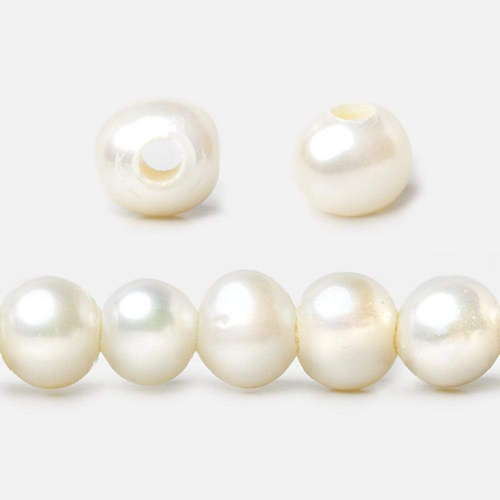 9-9.5mm Cream Off Round 2.5mm Large Hole Pearls 15 inch 55 pieces - Beadsofcambay.com