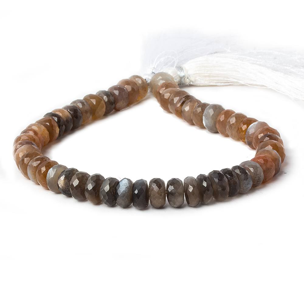 9-9.5mm Feldspar Sunstone & Moonstone faceted rondelles 10.5 inch 50 beads AA - Beadsofcambay.com