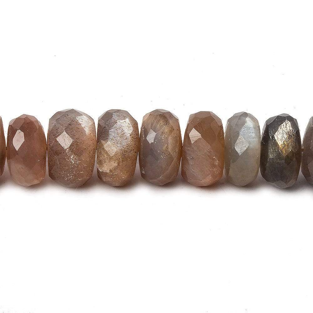 9-9.5mm Feldspar Sunstone & Moonstone faceted rondelles 10.5 inch 50 beads AA - Beadsofcambay.com