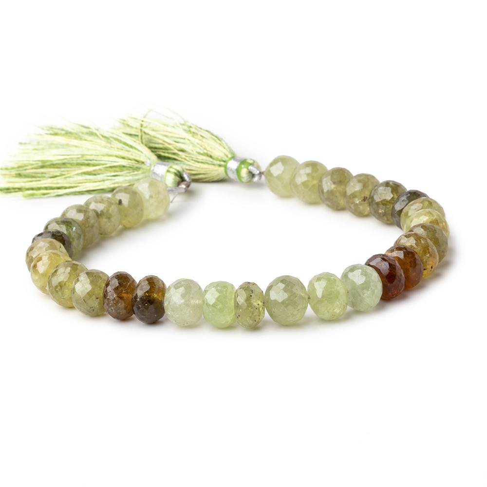 9-9.5mm Green Grossular Garnet Faceted Rondelle Beads 8 inch 30 pieces - Beadsofcambay.com
