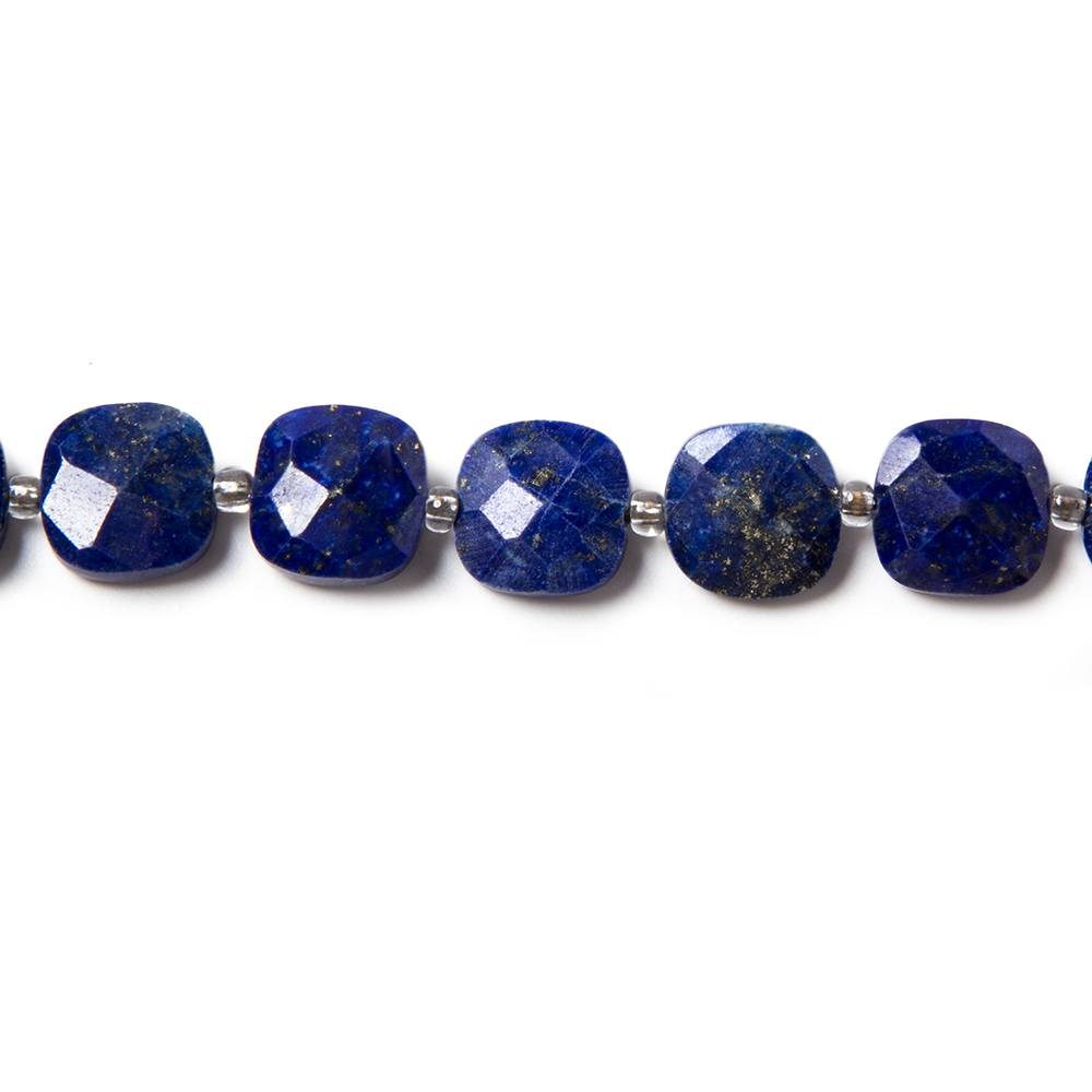 9-9.5mm Lapis Lazuli faceted pillow beads 14 inch 33 pieces - Beadsofcambay.com
