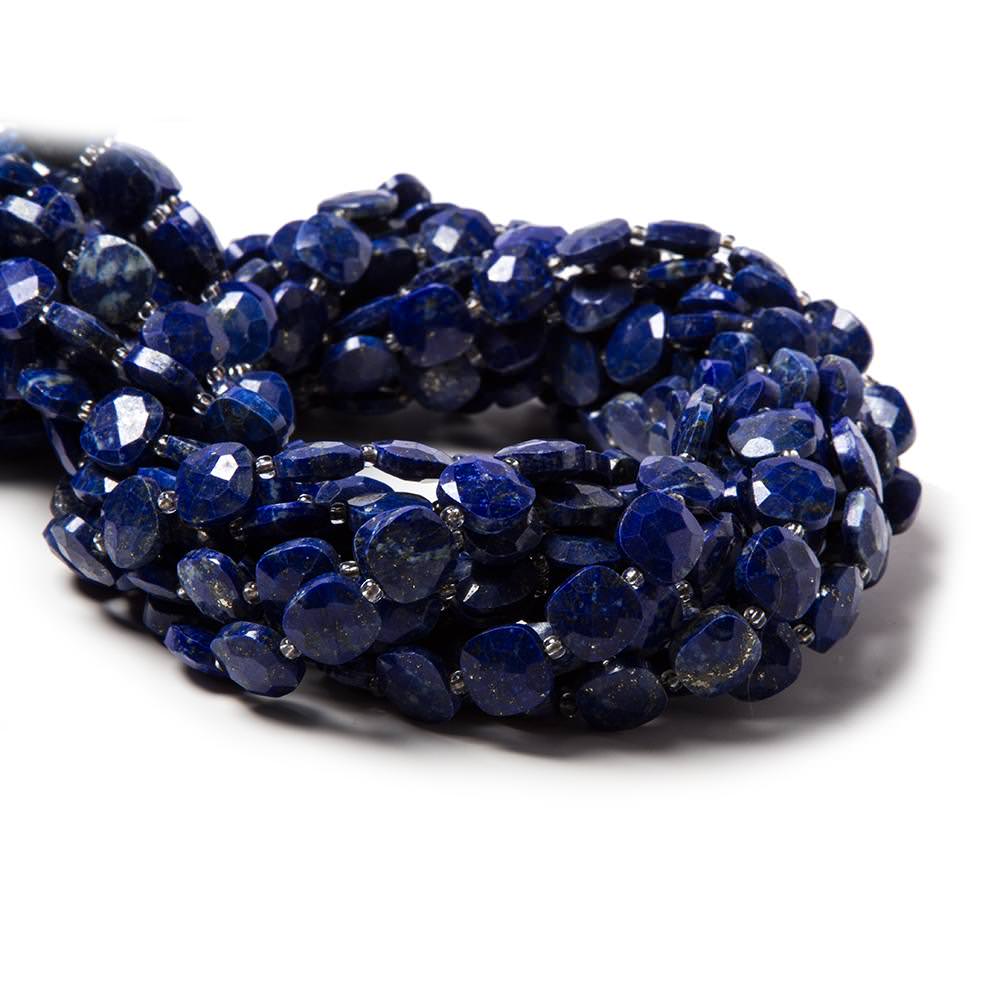 9-9.5mm Lapis Lazuli faceted pillow beads 14 inch 33 pieces - Beadsofcambay.com