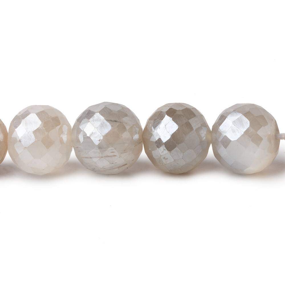 9-9.5mm Mystic White & Grey Moonstone faceted rounds 14 inch 40 beads AAA - Beadsofcambay.com