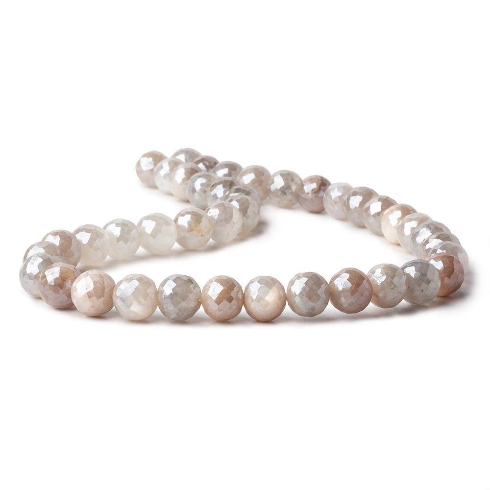 9-9.5mm Mystic White & Grey Moonstone faceted rounds 14 inch 40 beads AAA - Beadsofcambay.com