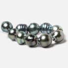 9-9.5mm Peacock Tahitian Large Hole Saltwater Ringed Pearls 4 inch 8 pieces - Beadsofcambay.com