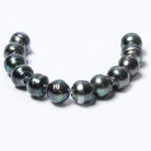 9-9.5mm Pistachio Silver Tahitian Saltwater Ringed Large Hole Pearls 10 pieces - Beadsofcambay.com