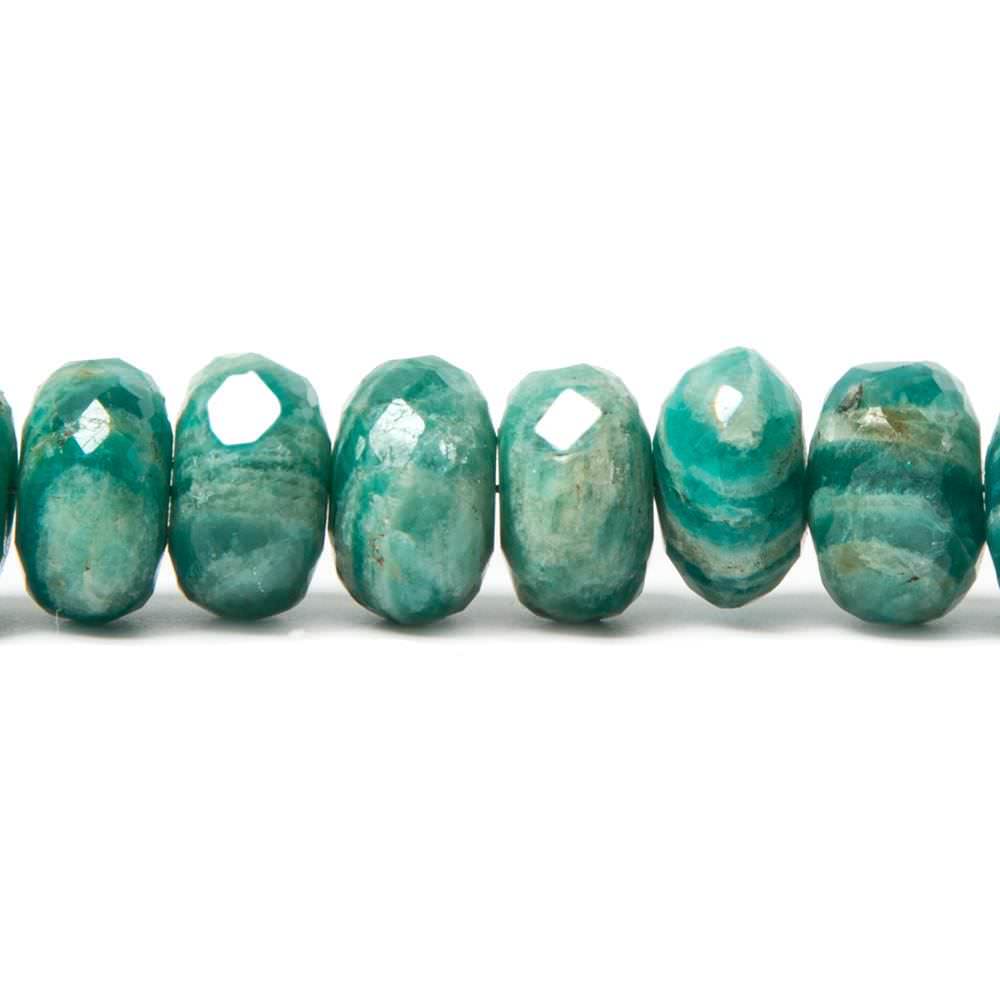 9-9.5mm Russian Amazonite faceted rondelles 8 inch 35 beads A grade - Beadsofcambay.com
