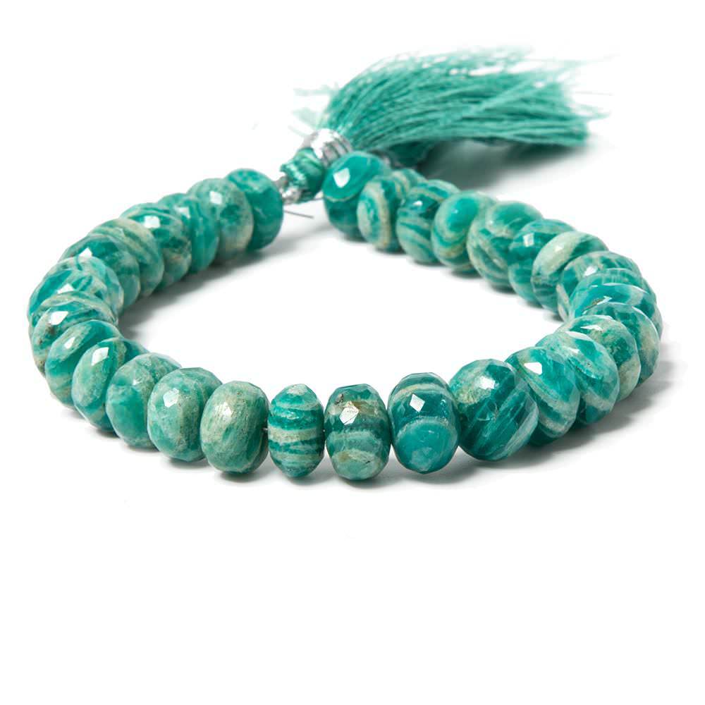 9-9.5mm Russian Amazonite faceted rondelles 8 inch 35 beads A grade - Beadsofcambay.com