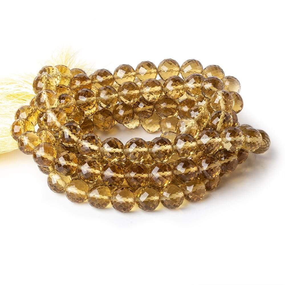 9-9.5mm Whiskey Quartz concave faceted rounds 16 inch 43 beads AA - Beadsofcambay.com