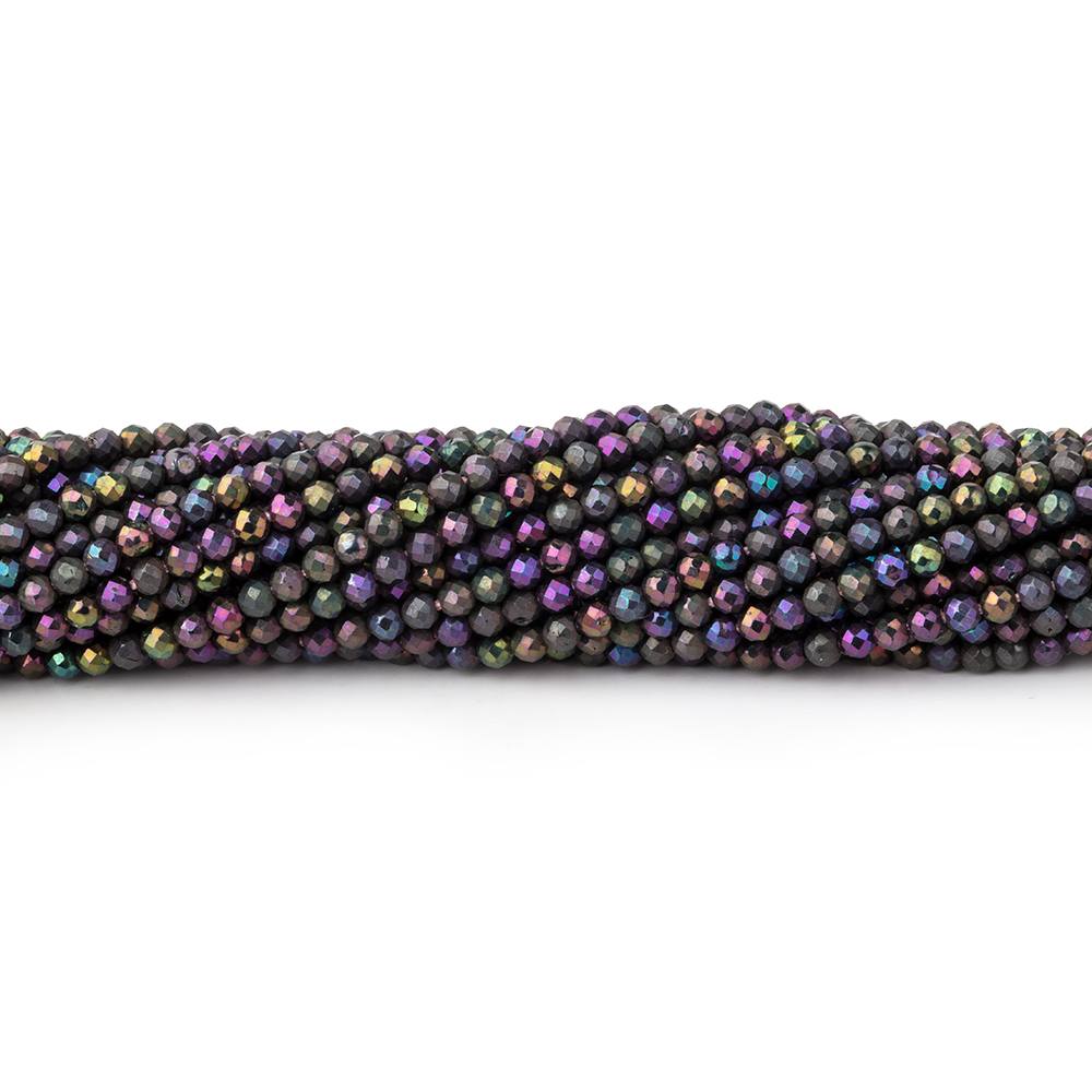 2mm Metallic Violet Black Spinel Micro Faceted Rounds 13 inch 183 beads BeadsofCambay.com