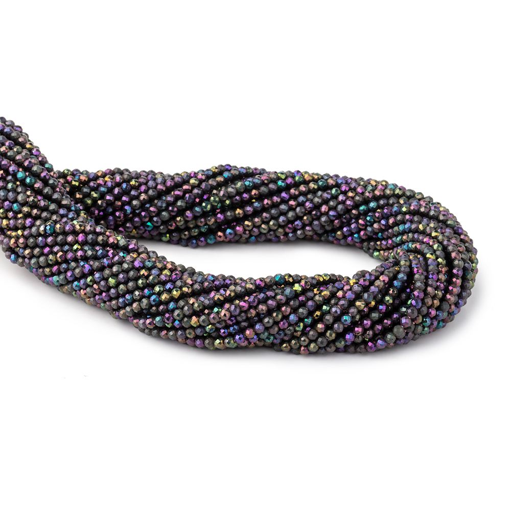 2mm Metallic Violet Black Spinel Micro Faceted Rounds 13 inch 183 beads BeadsofCambay.com