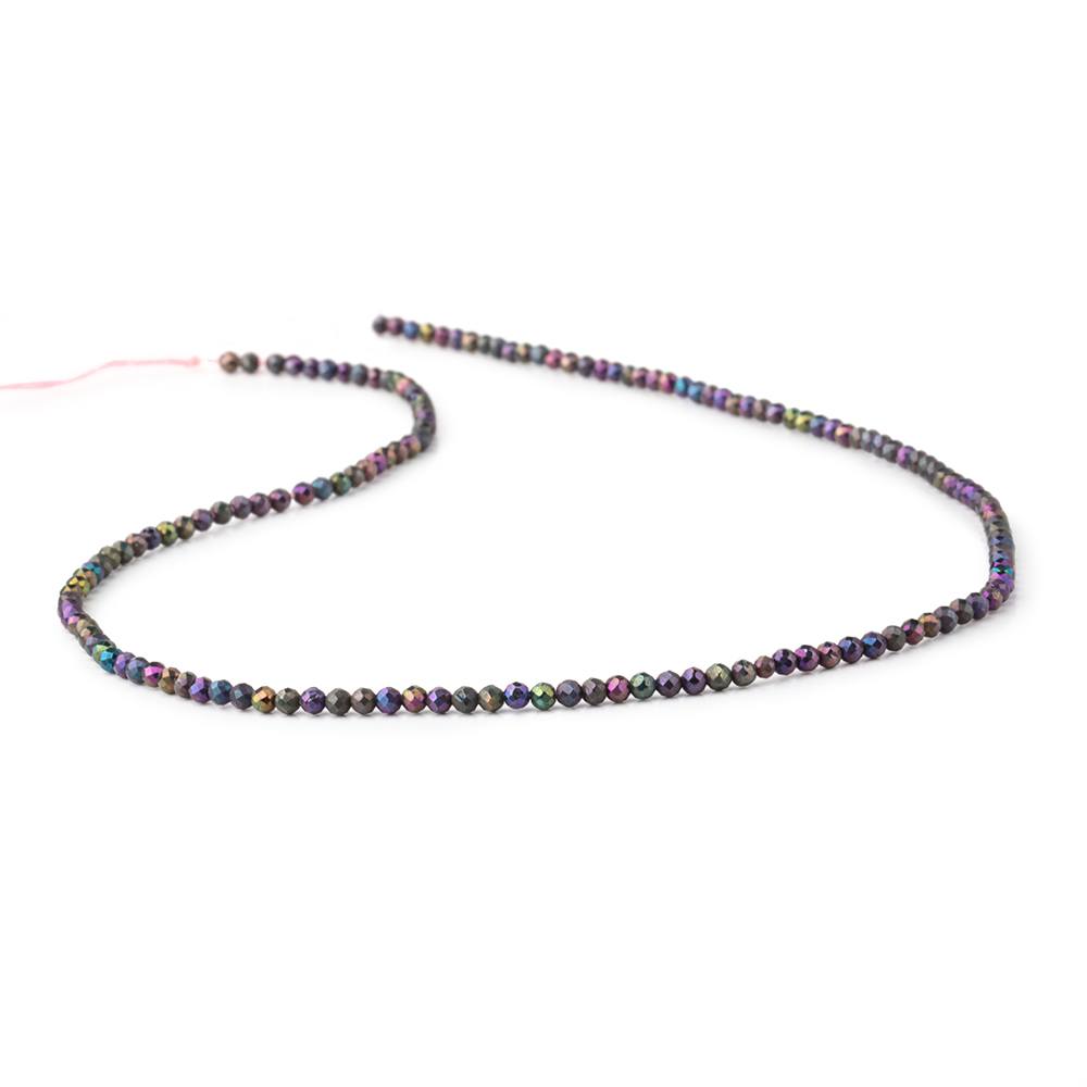 2mm Metallic Violet Black Spinel Micro Faceted Rounds 13 inch 183 beads BeadsofCambay.com