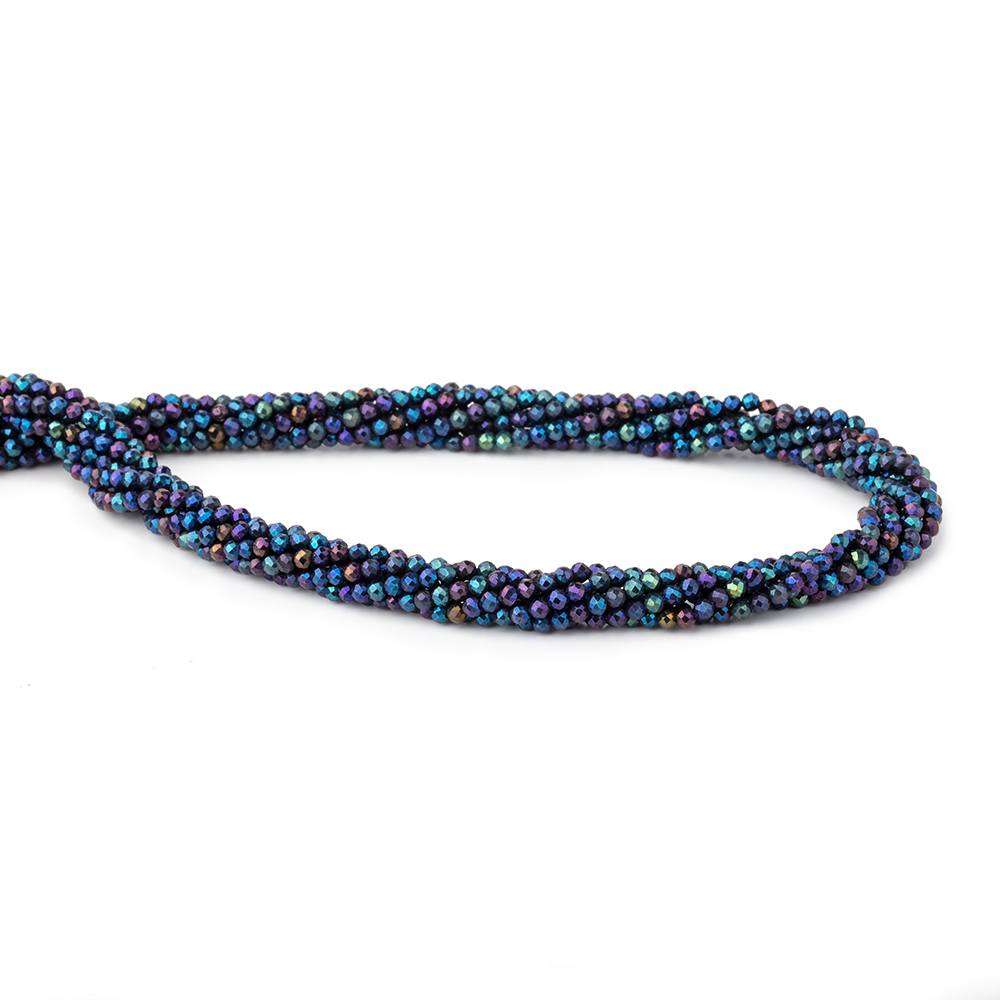 2mm Metallic Peacock Black Spinel Micro Faceted Rounds 13 inch 183 beads - BeadsofCambay.com