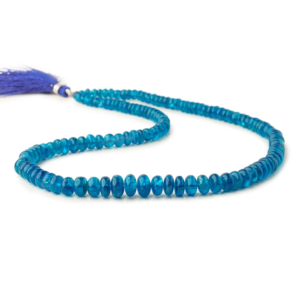 Beadsofcambay 4-8.5mm Neon Apatite plain rondelle beads 18 inch 131 pieces