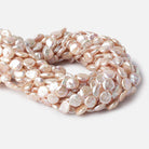 9.5-10.5mm Blush Peach Coin Freshwater Pearl 16 inch 37 pieces - Beadsofcambay.com