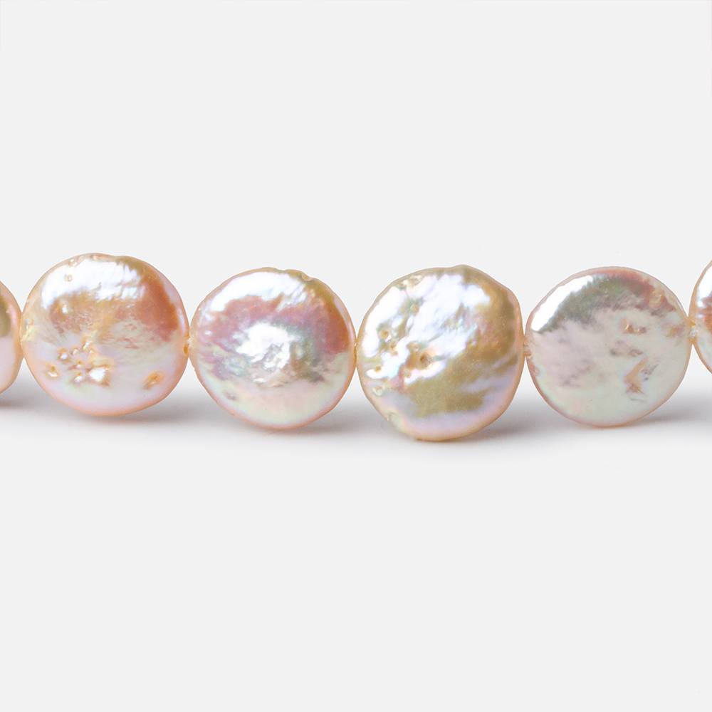 9.5-10.5mm Blush Peach Coin Freshwater Pearl 16 inch 37 pieces - Beadsofcambay.com