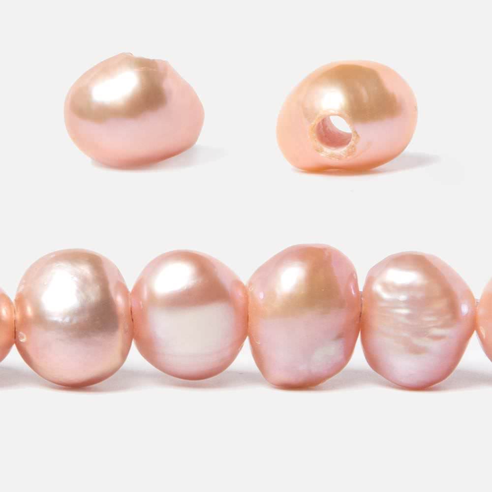 9.5-10.5mm Orangy Pink Baroque Side Drill 2.5mm large hole Pearl 48 pcs - Beadsofcambay.com