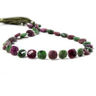 9.5-10.5mm Ruby in Zoisite faceted pillow beads 13.5 inch 29 pieces - Beadsofcambay.com