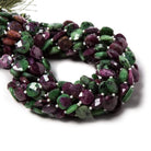 9.5-10.5mm Ruby in Zoisite faceted pillow beads 13.5 inch 29 pieces - Beadsofcambay.com