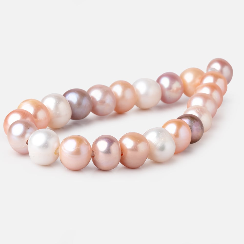 9.5-10.5mm Tri-Color Off Round Large Hole Freshwater Pearls 8 inch 22 Beads - Beadsofcambay.com