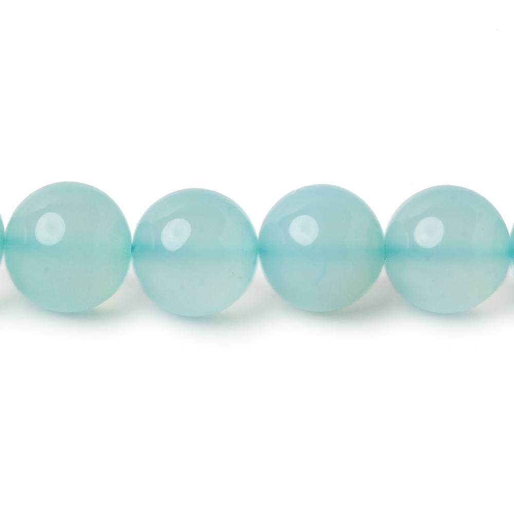9.5-10mm Aqua blue Chalcedony Plain Round beads 12 inch 30 pieces A - Beadsofcambay.com