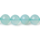 9.5-10mm Aqua blue Chalcedony Plain Round beads 12 inch 30 pieces A - Beadsofcambay.com