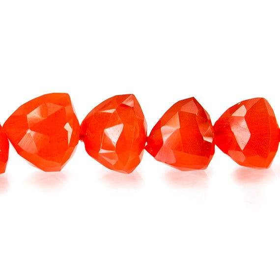 9.5-10mm Carnelian Faceted Trillion Beads AA Grade 8 inch 22 pieces - Beadsofcambay.com