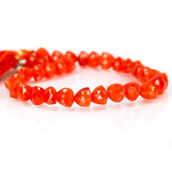 9.5-10mm Carnelian Faceted Trillion Beads AA Grade 8 inch 22 pieces - Beadsofcambay.com
