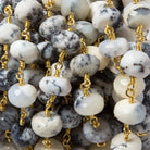9.5-10mm Dendritic Opal faceted rondelle Gold plated Chain by the foot 23 pcs - Beadsofcambay.com