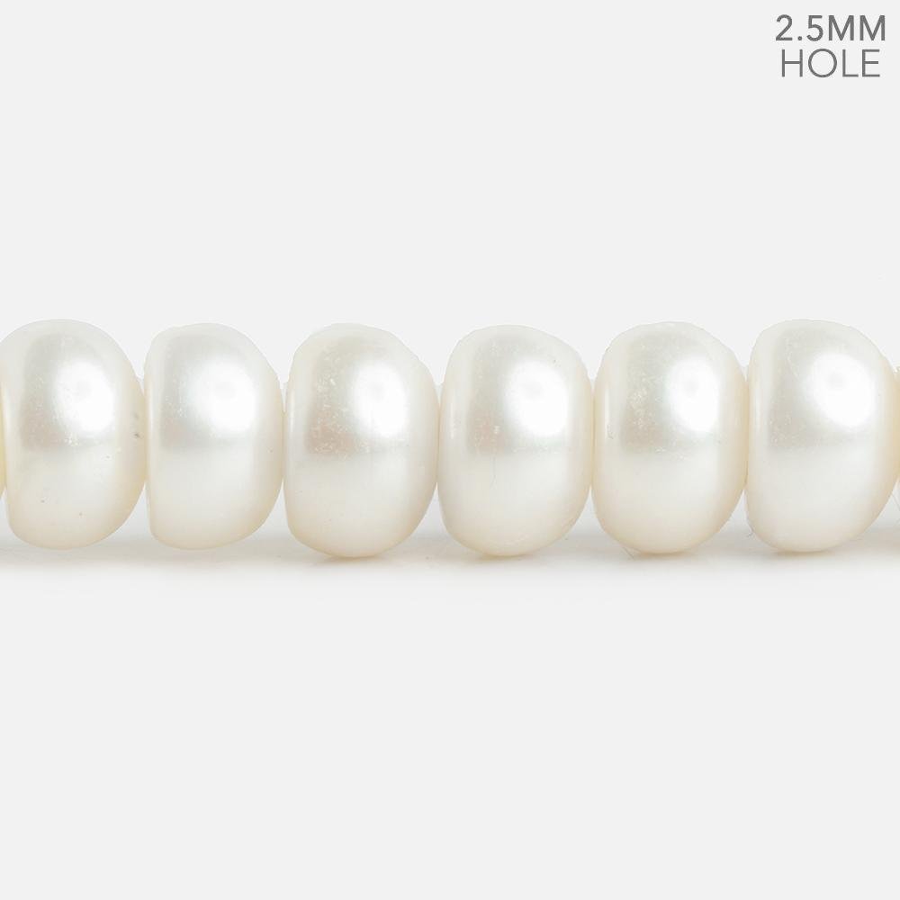 9.5-10mm Off White 2.5mm Large Hole Button Freshwater Pearls 30 pieces - Beadsofcambay.com