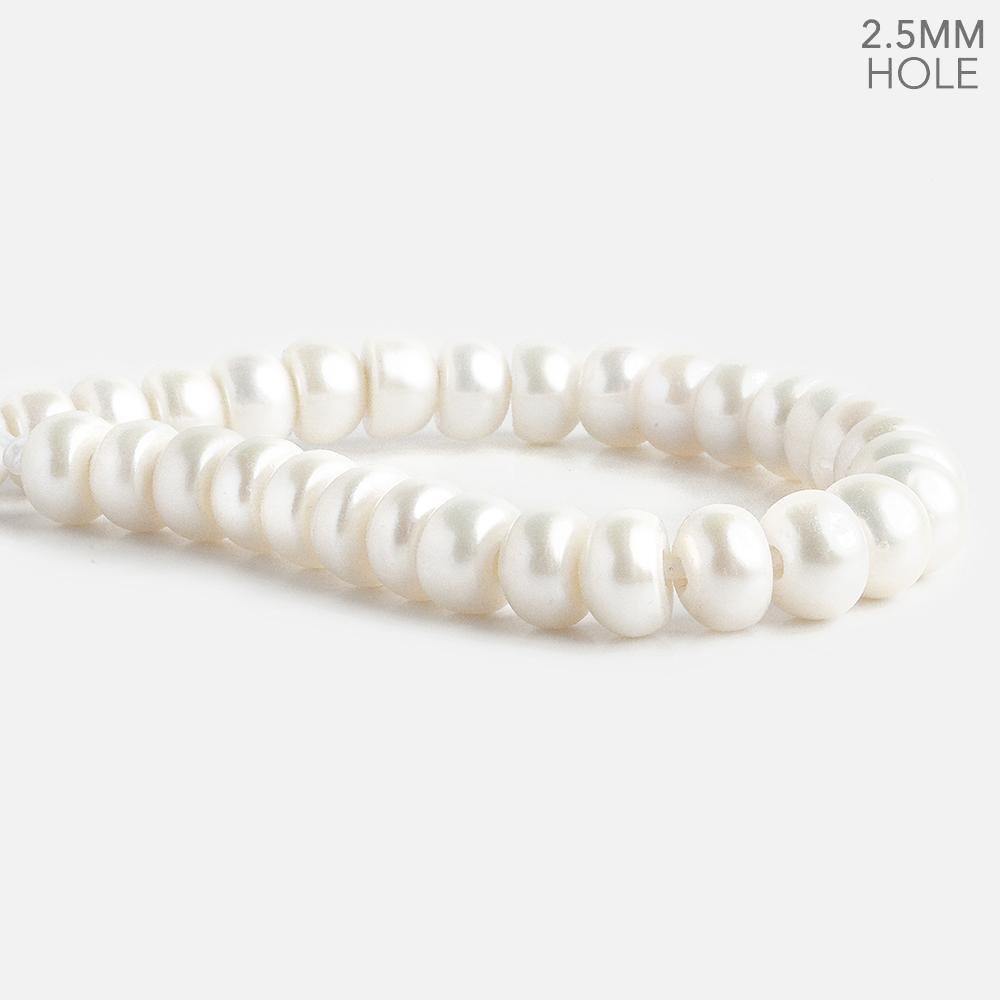 9.5-10mm Off White 2.5mm Large Hole Button Freshwater Pearls 30 pieces - Beadsofcambay.com