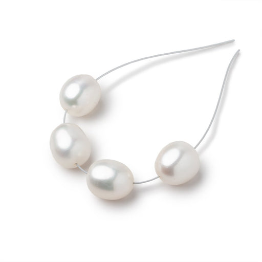 9.5-10mm Off White Oval Freshwater Pearl Set of 4 Beads - Beadsofcambay.com