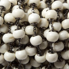 9.5-10mm Ox Bone Oxidized Silver Capped Chain by the foot 19 pcs - Beadsofcambay.com