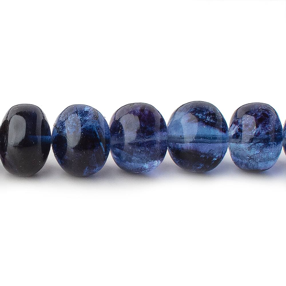 9.5-10mm Shaded Blue Fluorite Plain Rondelles 16 inch 53 Beads - Beadsofcambay.com