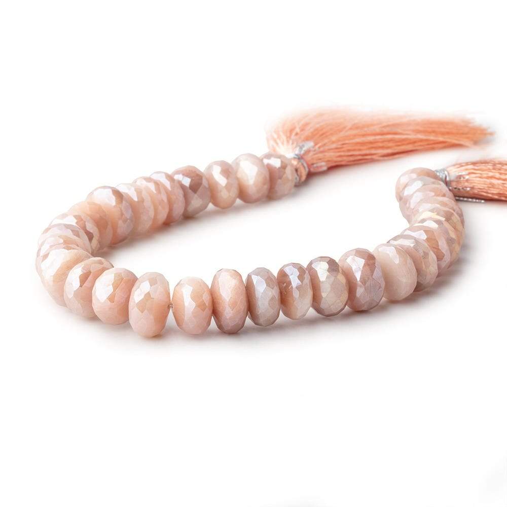 9.5-11.5mm Mystic Angel Skin Moonstone Faceted Rondelles 7.5 inch 32 Beads - Beadsofcambay.com