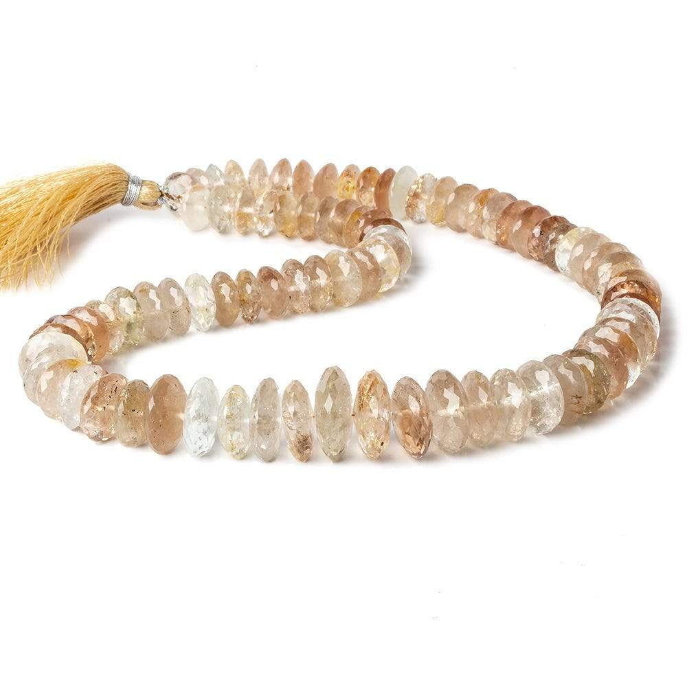 9.5-11.5mm White and Imperial Topaz German faceted rondelles 15.5 inch 82 beads A - Beadsofcambay.com
