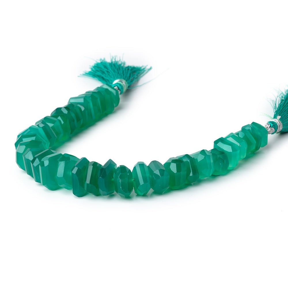 9.5-12.5mm Green Onyx Center Drilled Faceted Nugget Beads 7.5 inch 30 pieces - Beadsofcambay.com